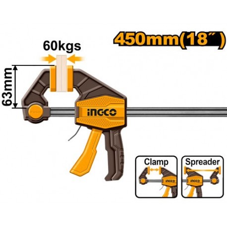 Быстрозажимная струбцина 63х450 мм INDUSTRIAL INGCO HQBC01603
