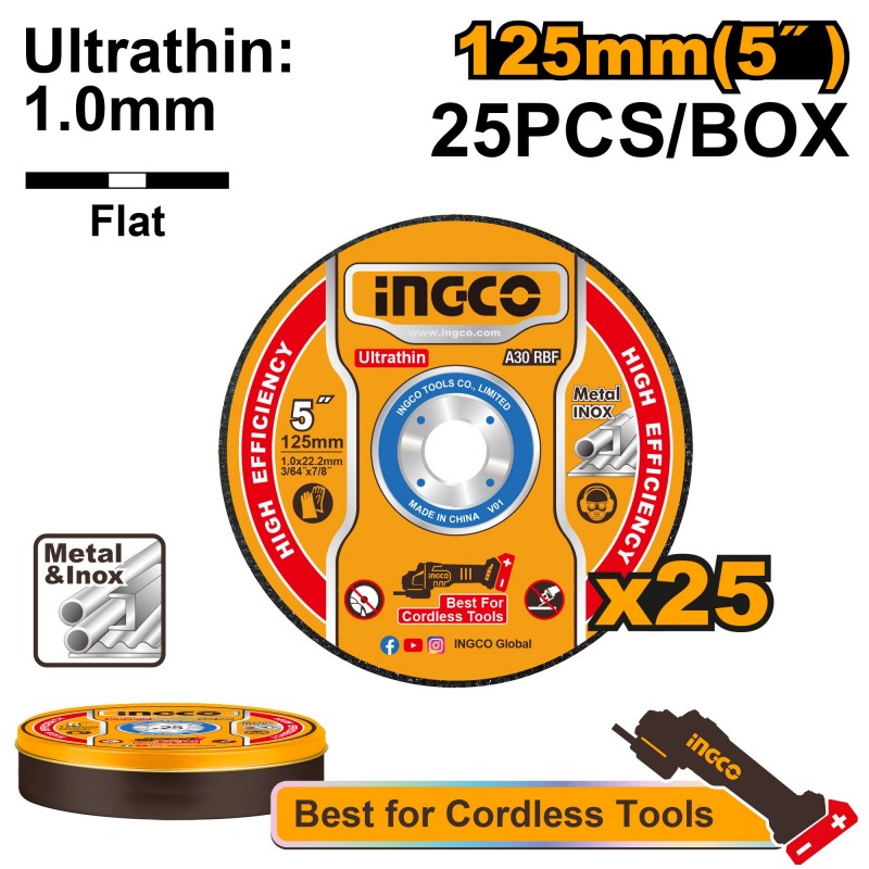 Набор 25шт дисков по металлу 125mm INGCO MCD1012525