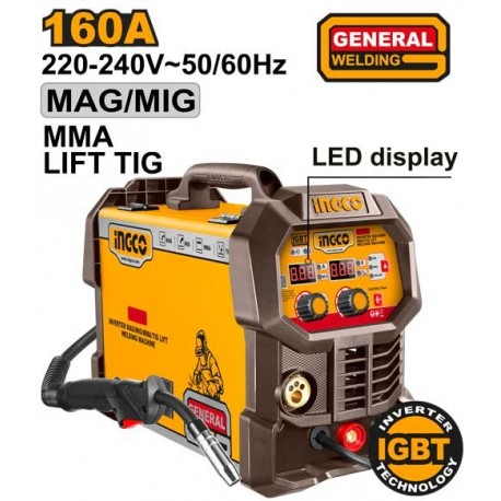 Сварочный аппарат полуавтомат MAG/MIG/MMA/TIG 160A INGCO...