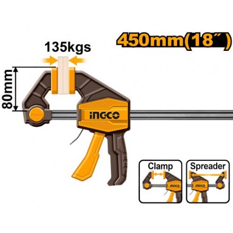 Быстрозажимная струбцина 80x450мм INDUSTRIAL INGCO HQBC18801