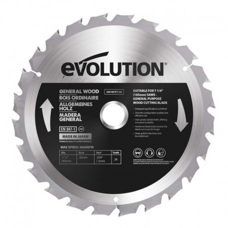 Диск по дереву 185 мм Evolution GW185TCT-24